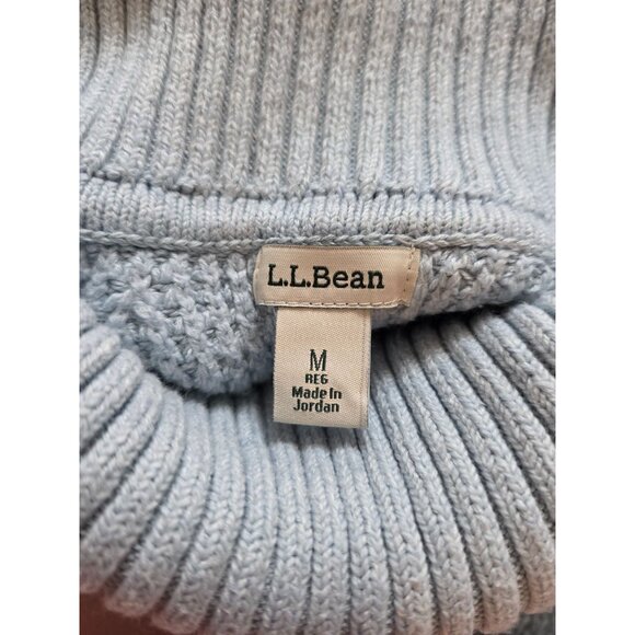 L.L.Bean Womens Light Blue Turtleneck Sweater M Cotton Blend Knit - Picture 4 of 7